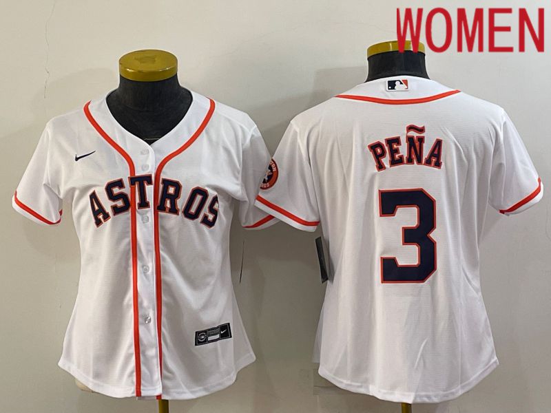 Women Houston Astros #3 Pena White Game Nike 2022 MLB Jerseys